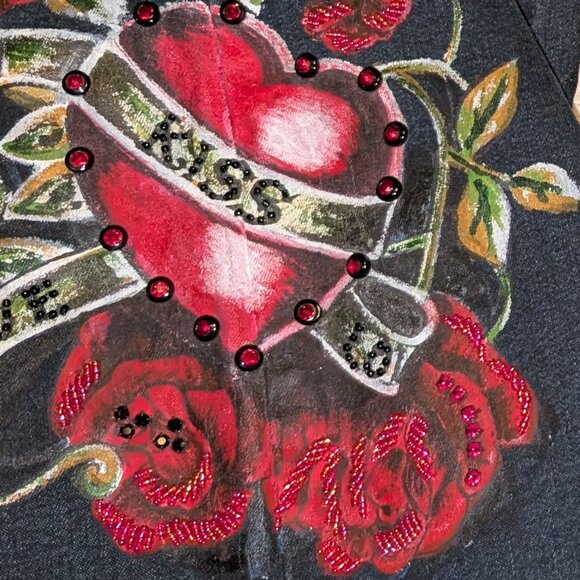 NWT Sassy Thai embroidered beaded Womens Stretch Jeans Size 14 - Picture 3 of 7